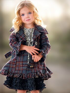 Persnickety Fancy Vintage Frock Frankie Trench Coat Belted Plaid